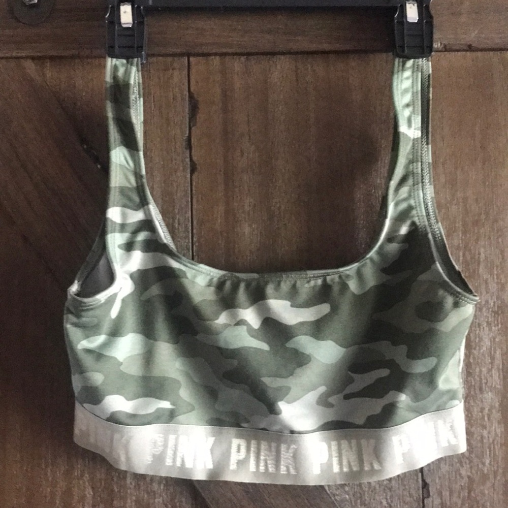 Victoria’s Secret PINK camouflage Camo sports bra Olive size small